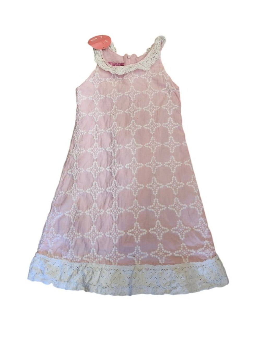 New Girl Le Pink White Lace Trim Sleeveless Spring Summer Dress Size 5 USA